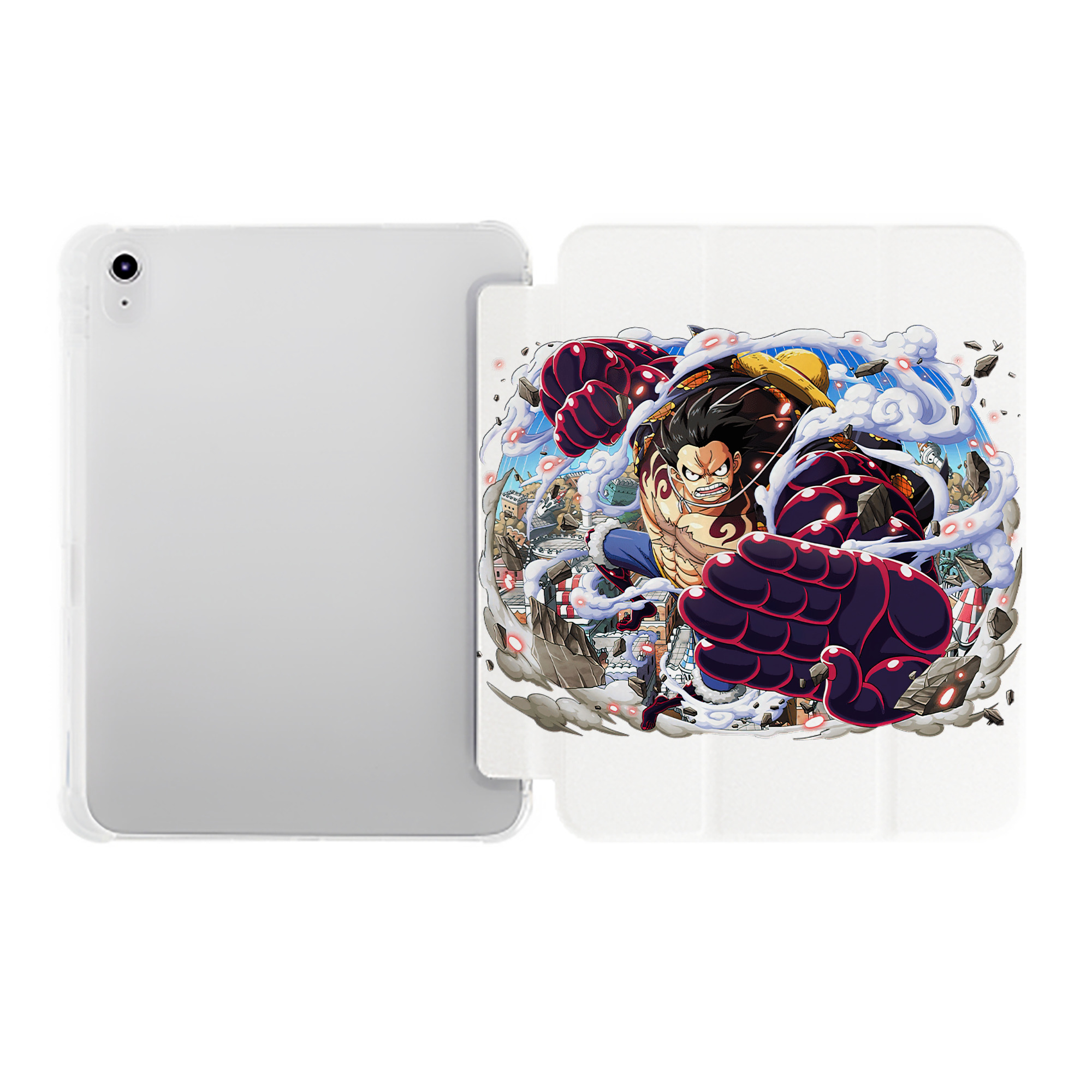 （画像用） ワンピース モンキー・D・ルフィ ONE PIECE Monkey D. Luffy IPad ケース ペン収納付き 三つ折りスタンド PUレザー×シリコン 対応機種9.5/10.5/10.9インチ